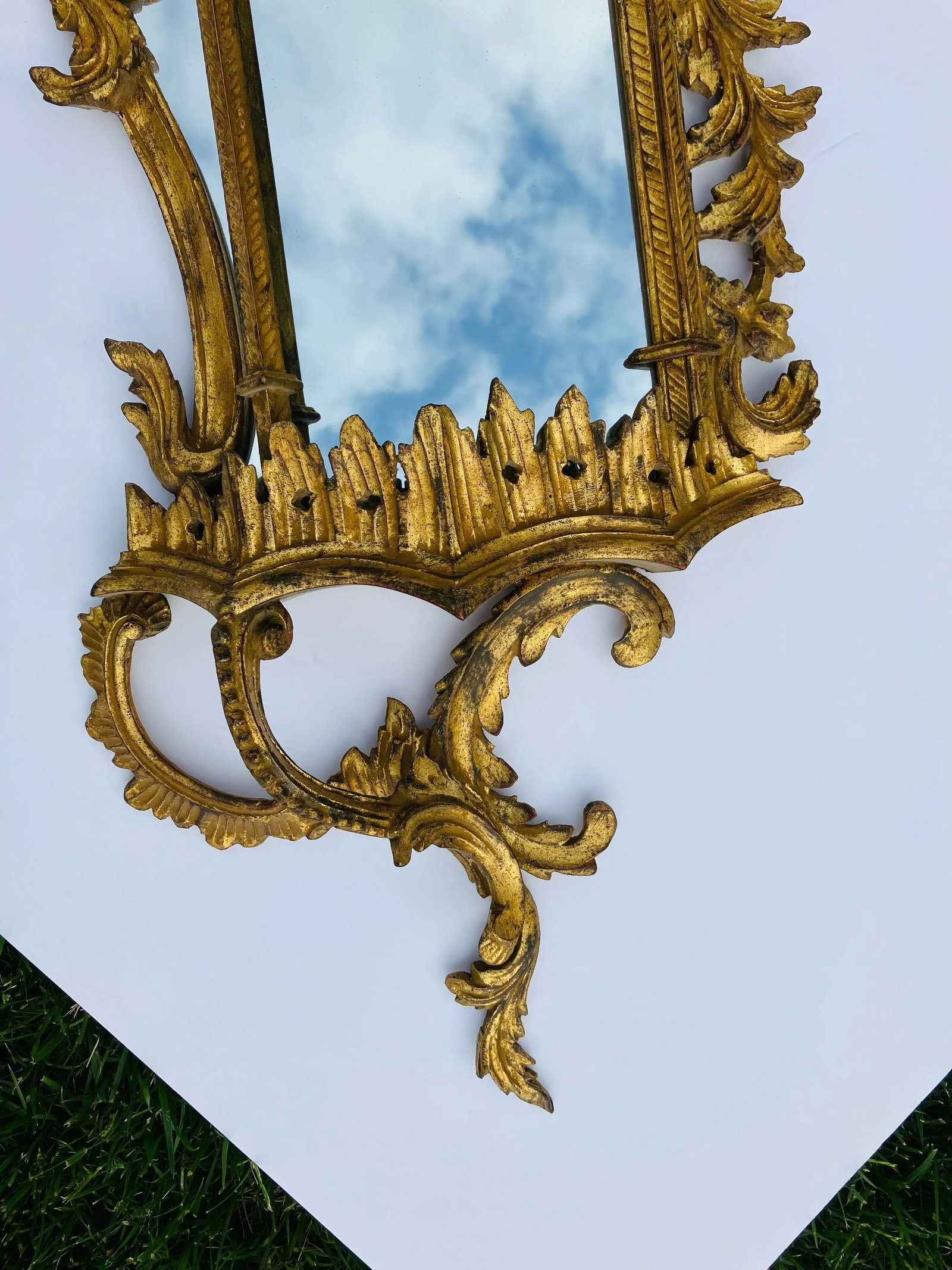 1970s Italian Baroque Style Wall Shelf With Mirror - 6