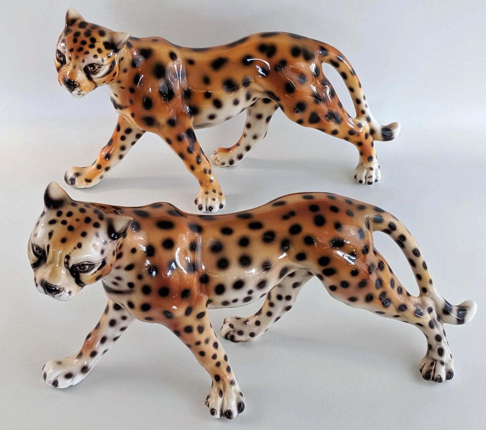 1970s Vintage Ceramic Cheetah Leopard Figurines - a Pair - 3