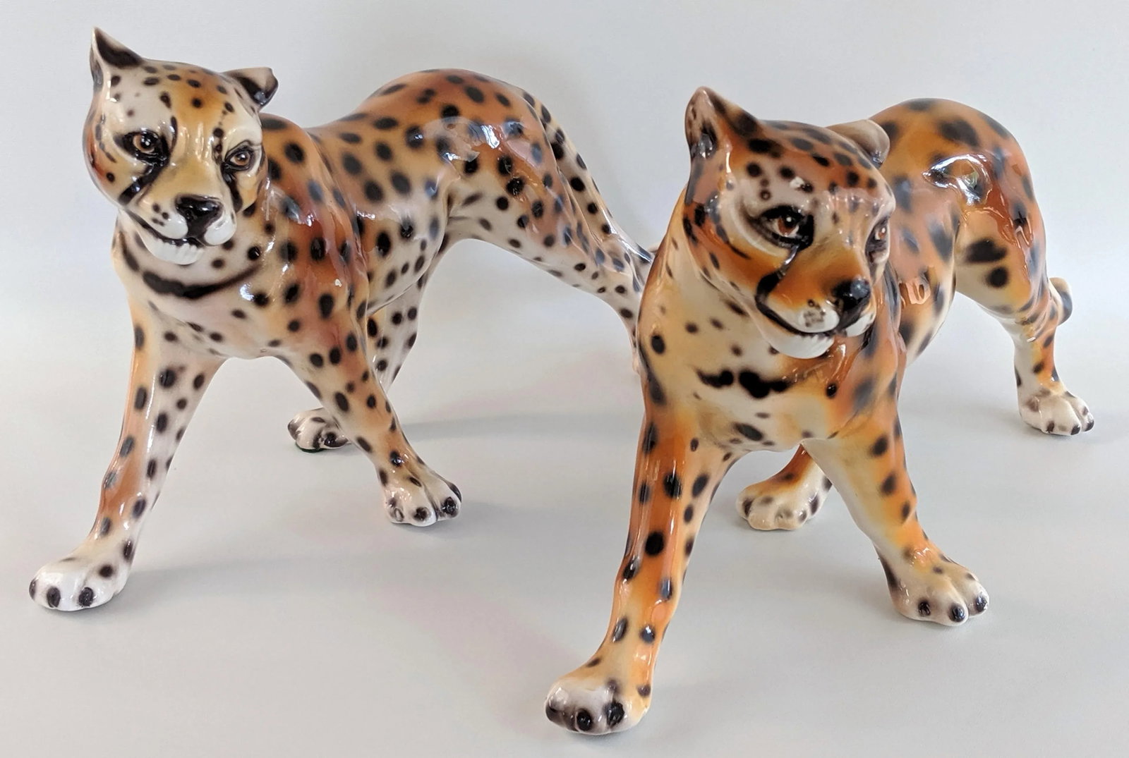 1970s Vintage Ceramic Cheetah Leopard Figurines - a Pair - 4