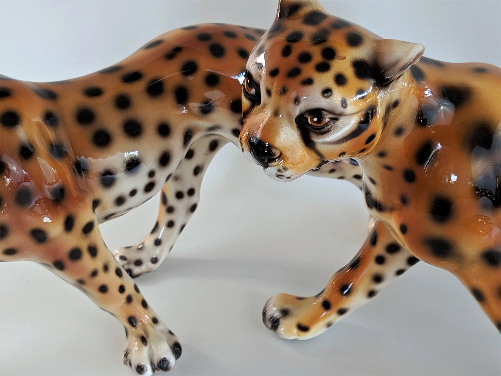 1970s Vintage Ceramic Cheetah Leopard Figurines - a Pair - 8