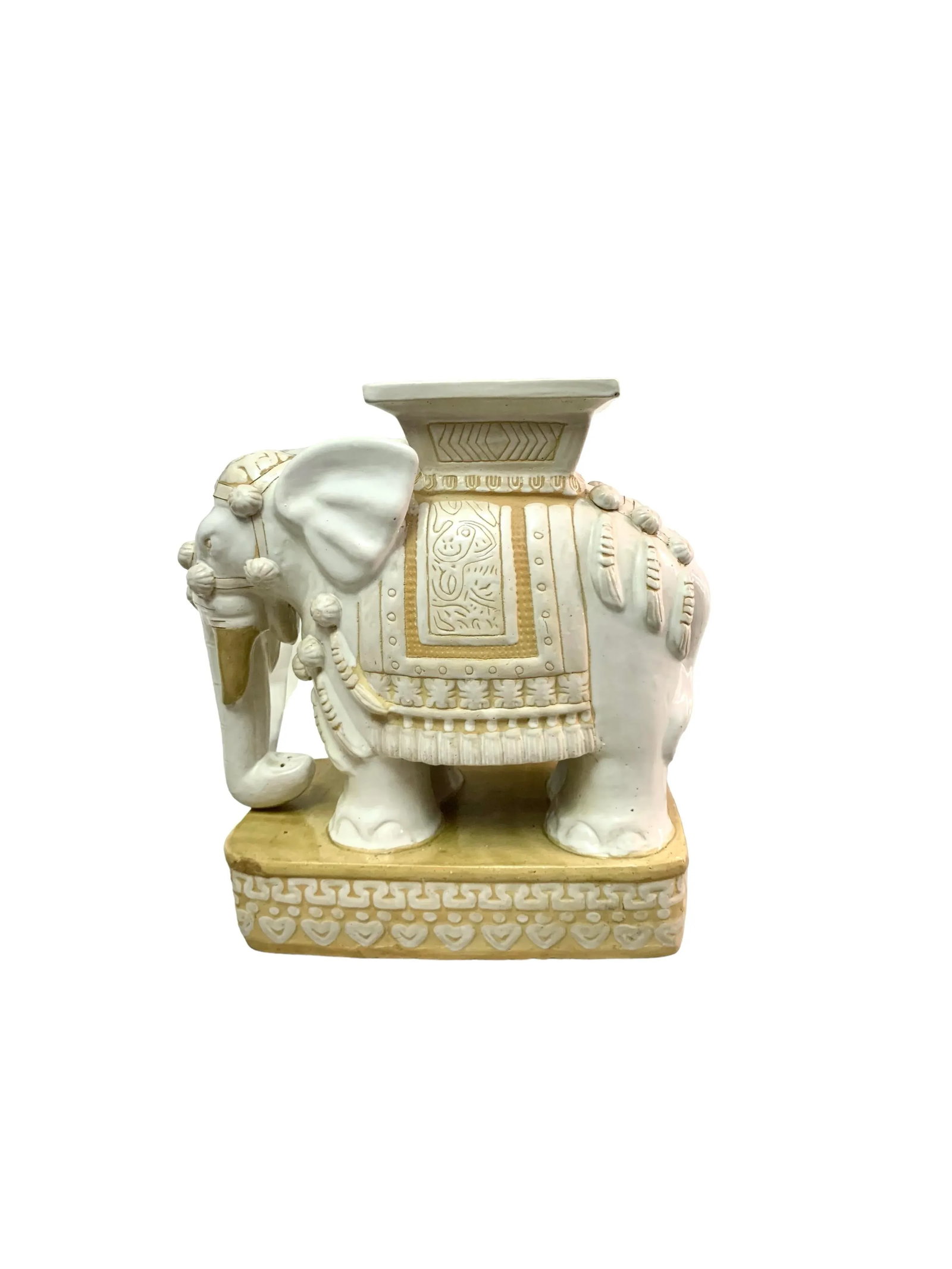 Mid 20th Century Vintage Large Oriental Elephant Heavy Ceramic Garden Stand End Table - 4