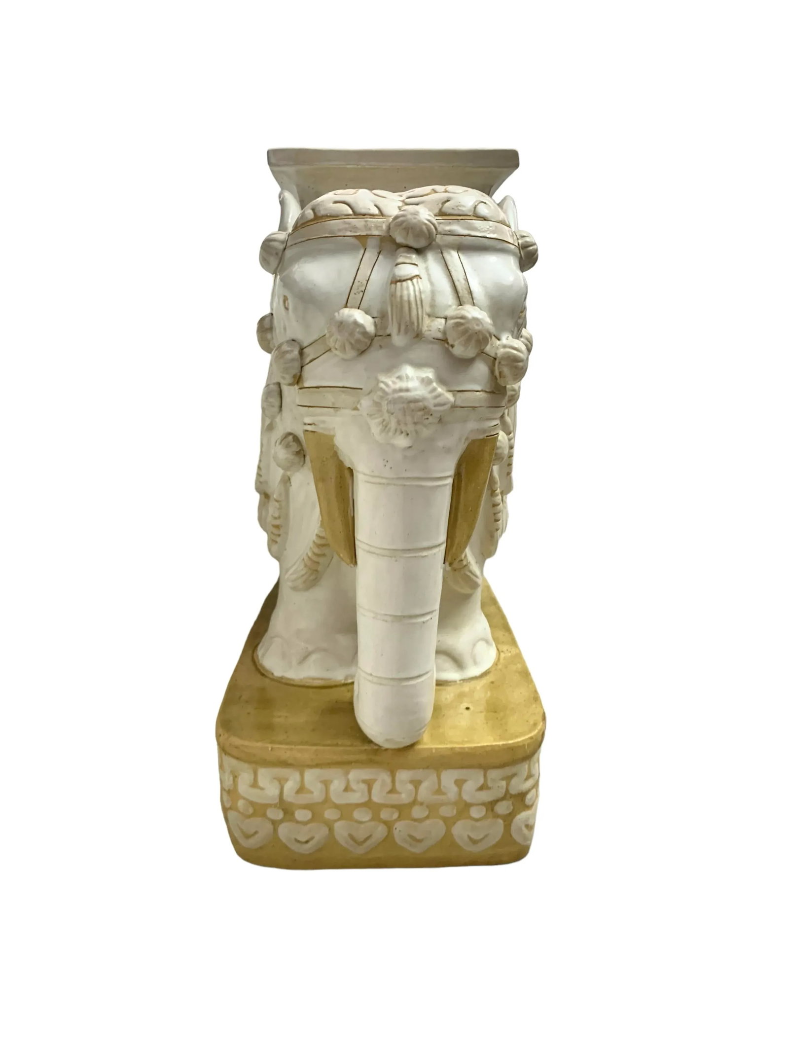 Mid 20th Century Vintage Large Oriental Elephant Heavy Ceramic Garden Stand End Table - 6