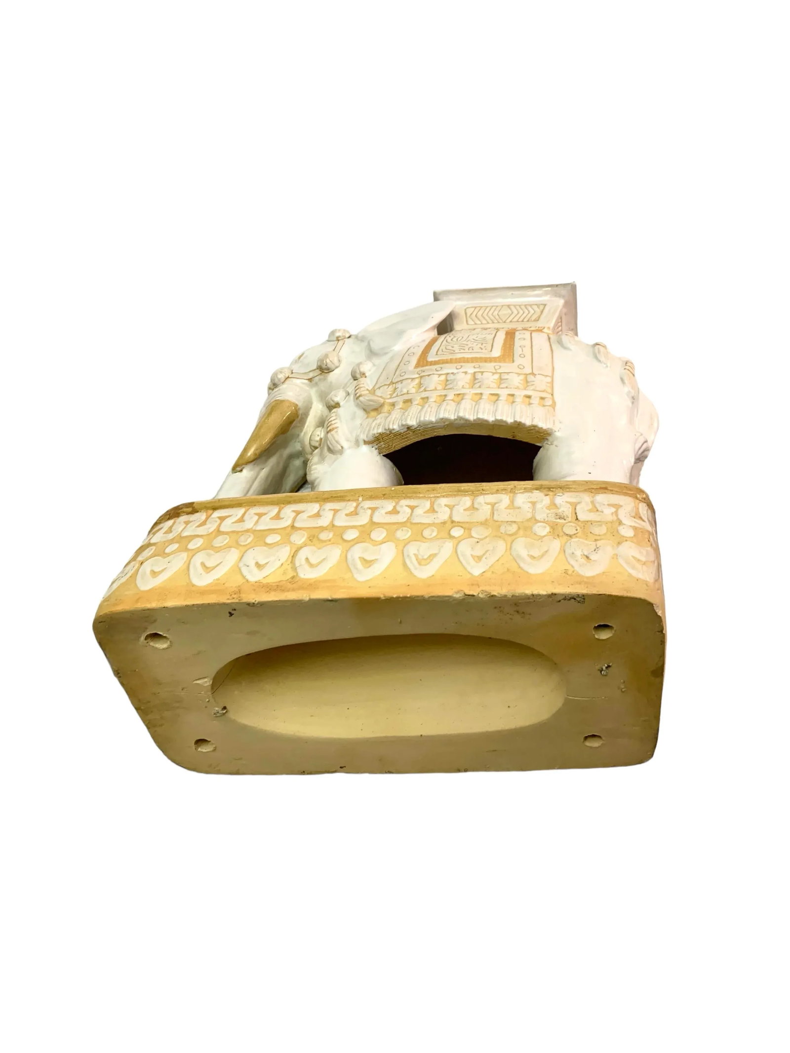 Mid 20th Century Vintage Large Oriental Elephant Heavy Ceramic Garden Stand End Table - 9