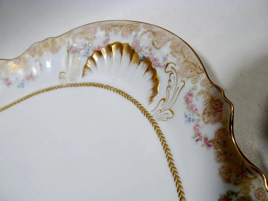 Antique Theodore Haviland Limoges Lafayette Pink Rose Swag Garland Serving Platters - Set of 5 - 9