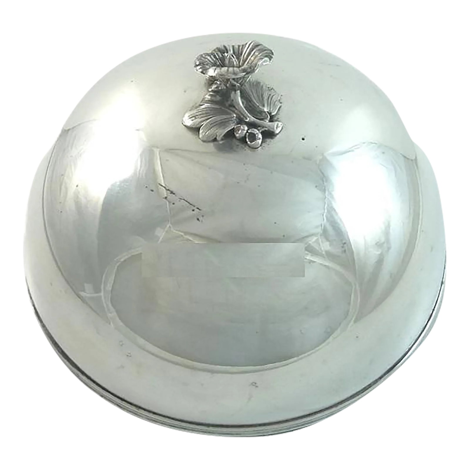 1960s Vintage Christofle French Silver Plate Food Dome or Cloche, Round Cheese Bell: A vintage Christofle round silver plate food dome or cloche in classic simple design with ornate finial. An elegant way to cover a plate of food for delivery to a guest, cheese service, or dessert ser