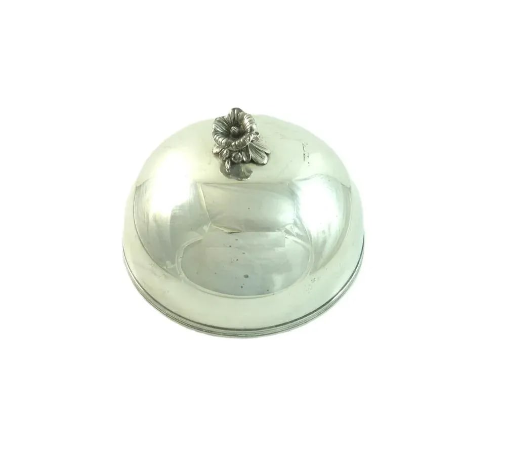 1960s Vintage Christofle French Silver Plate Food Dome or Cloche, Round Cheese Bell - 2