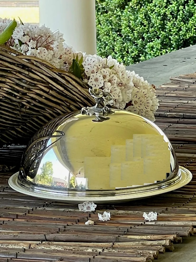 1960s Vintage Christofle French Silver Plate Food Dome or Cloche, Round Cheese Bell - 6