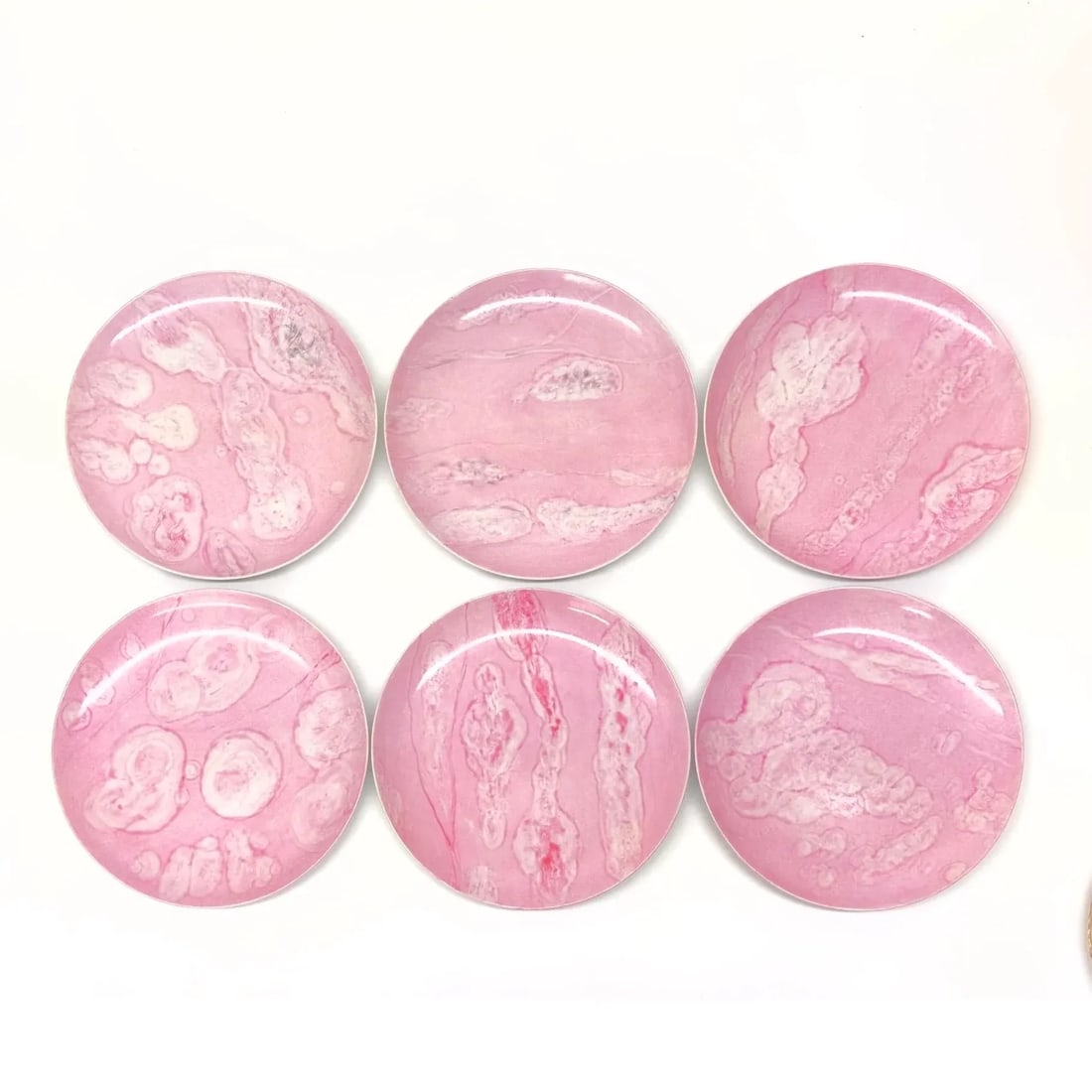 1970s Custom Made Marblized Pink Dinnerset by Villa Vanilla With Place Settings for Six- 18 Pieces - 2