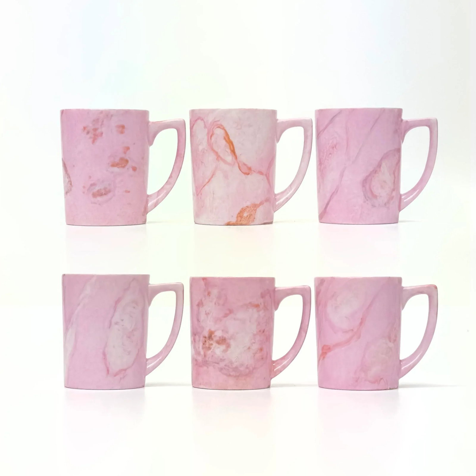 1970s Custom Made Marblized Pink Dinnerset by Villa Vanilla With Place Settings for Six- 18 Pieces - 8