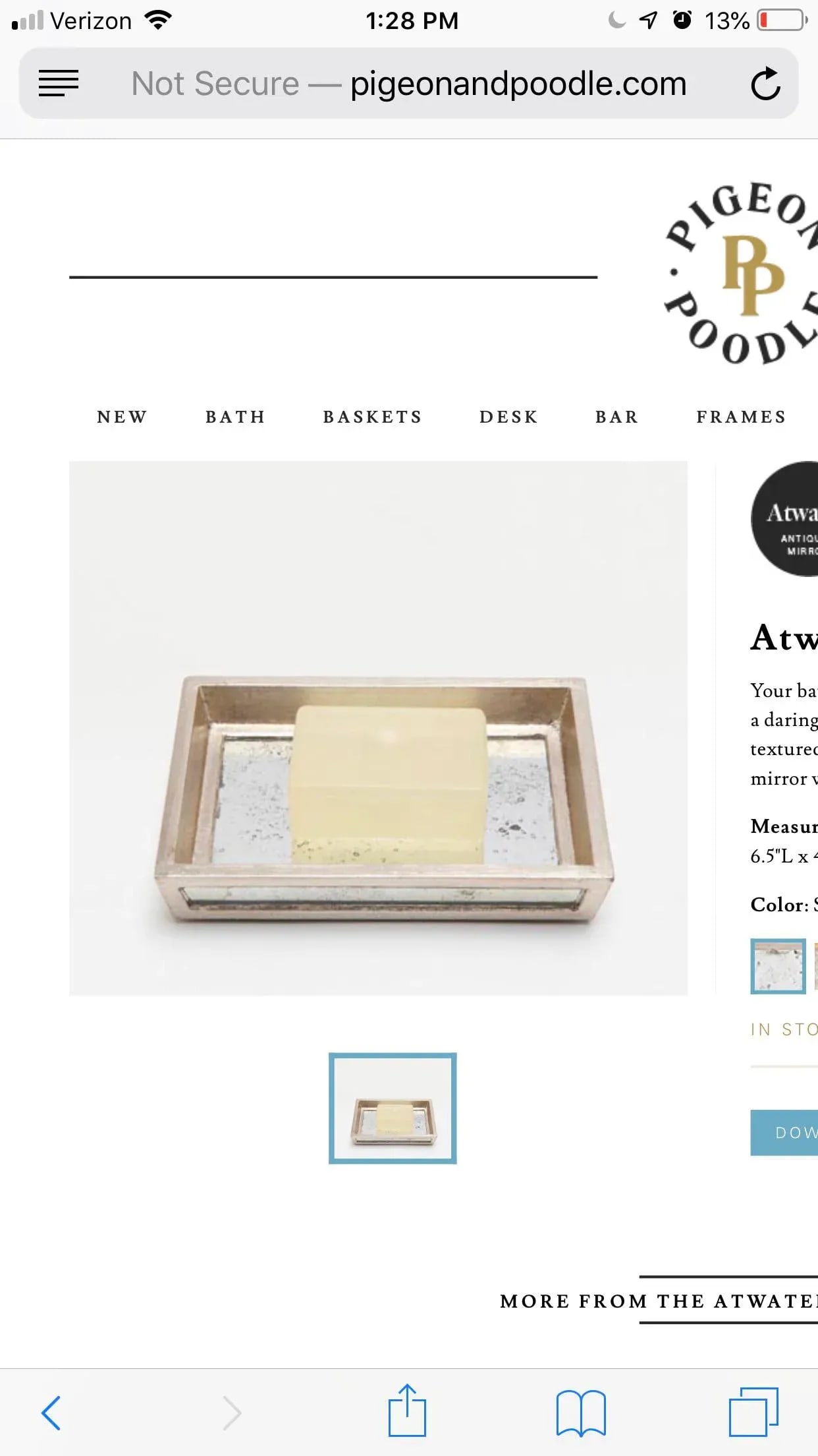 Pigeon & Poodle Atwater Tissue Box and Soap Dish - 9