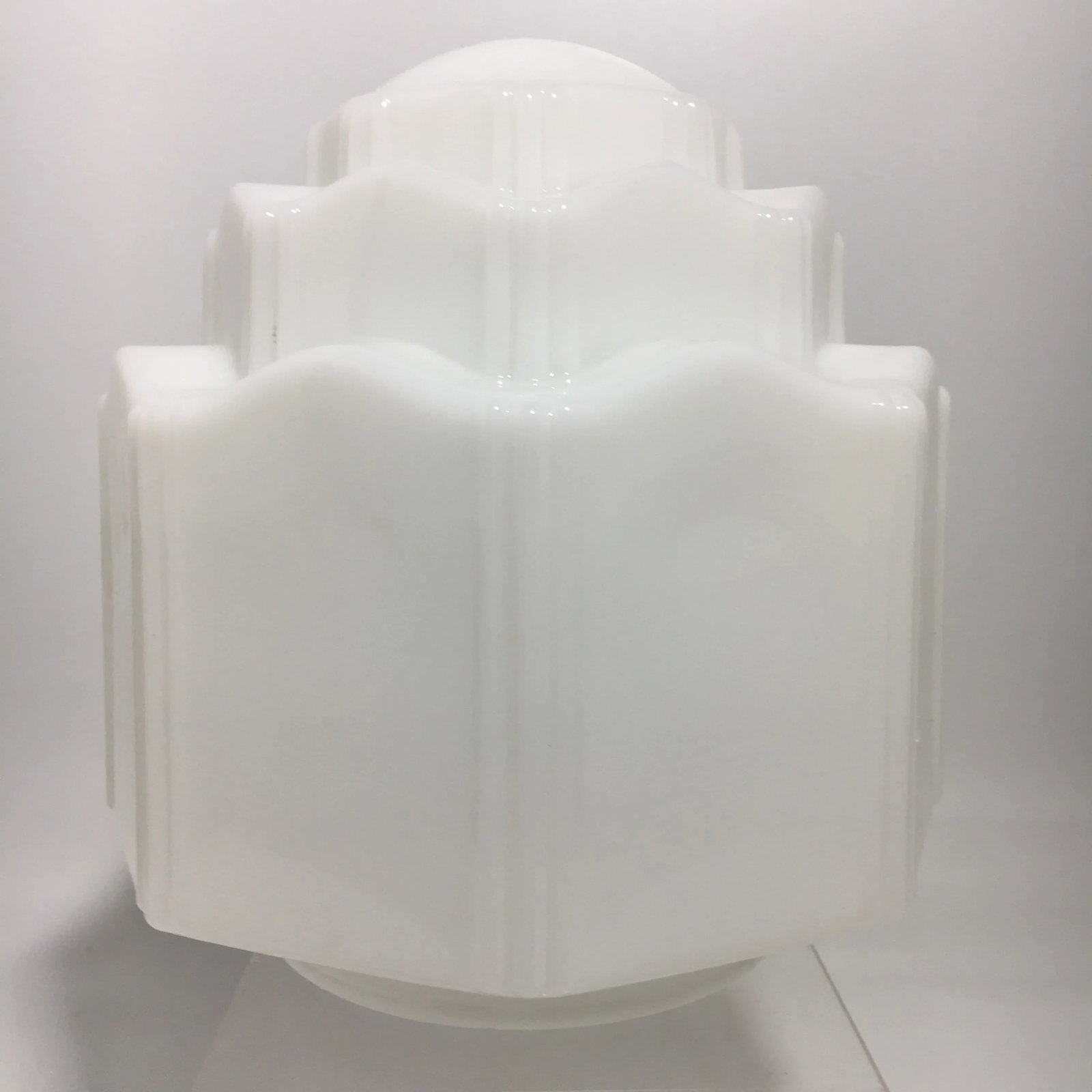 1930s Art Deco Stepped Skyscraper Milk Glass Shade - 2