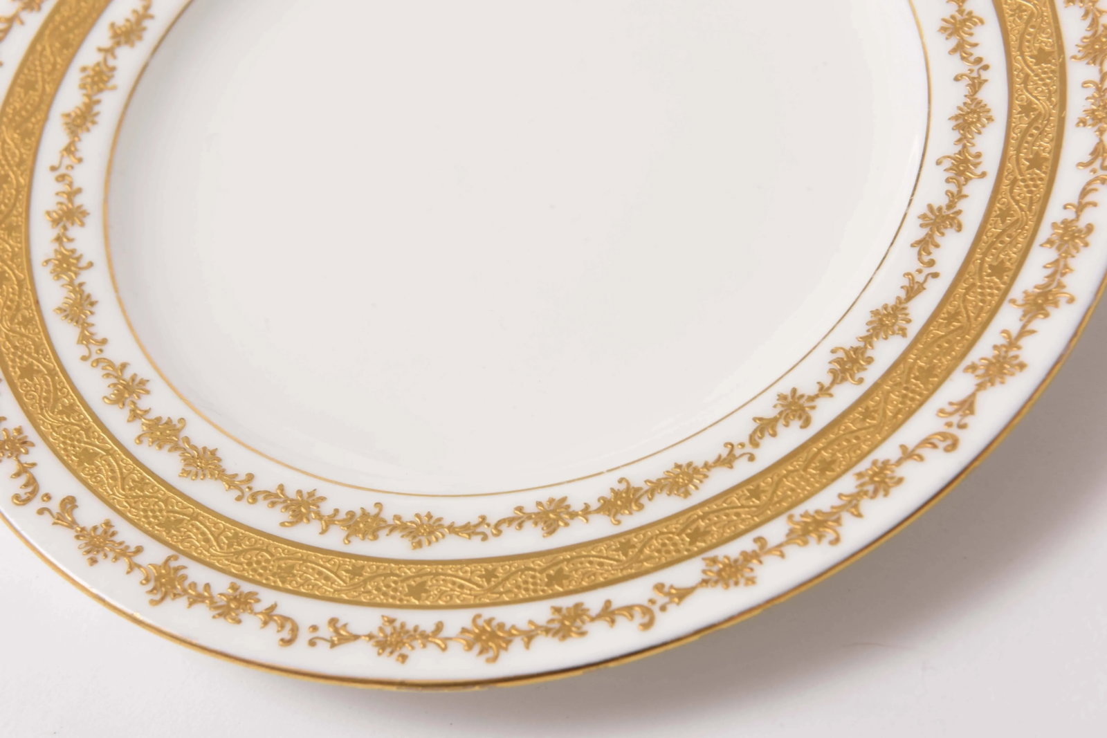 Six (6) Custom Tiffany Antique English Gilt Dessert Plates - 8