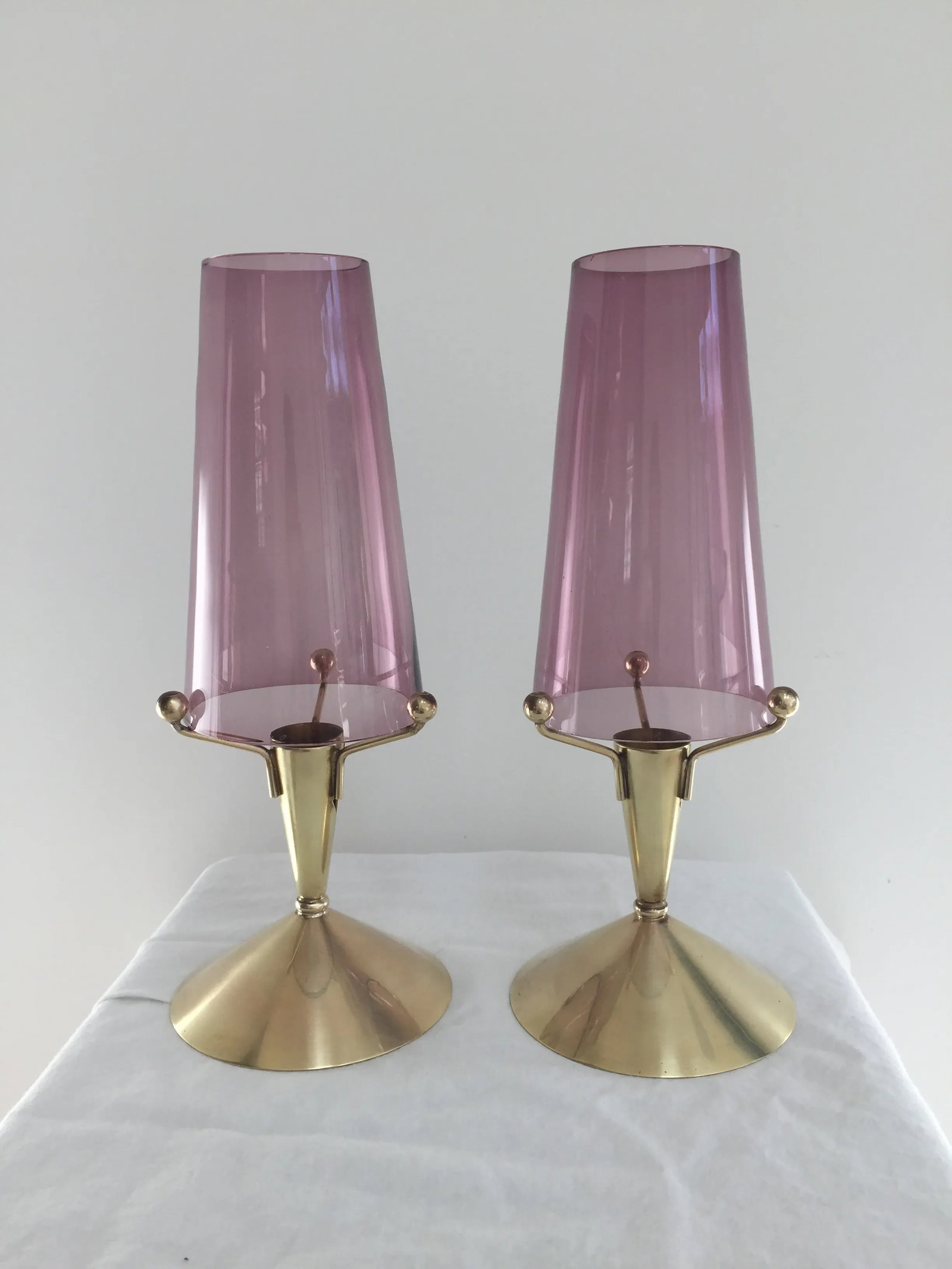 1970s Swedish Modern Glass and Brass Candle Holder - a Pair - 10