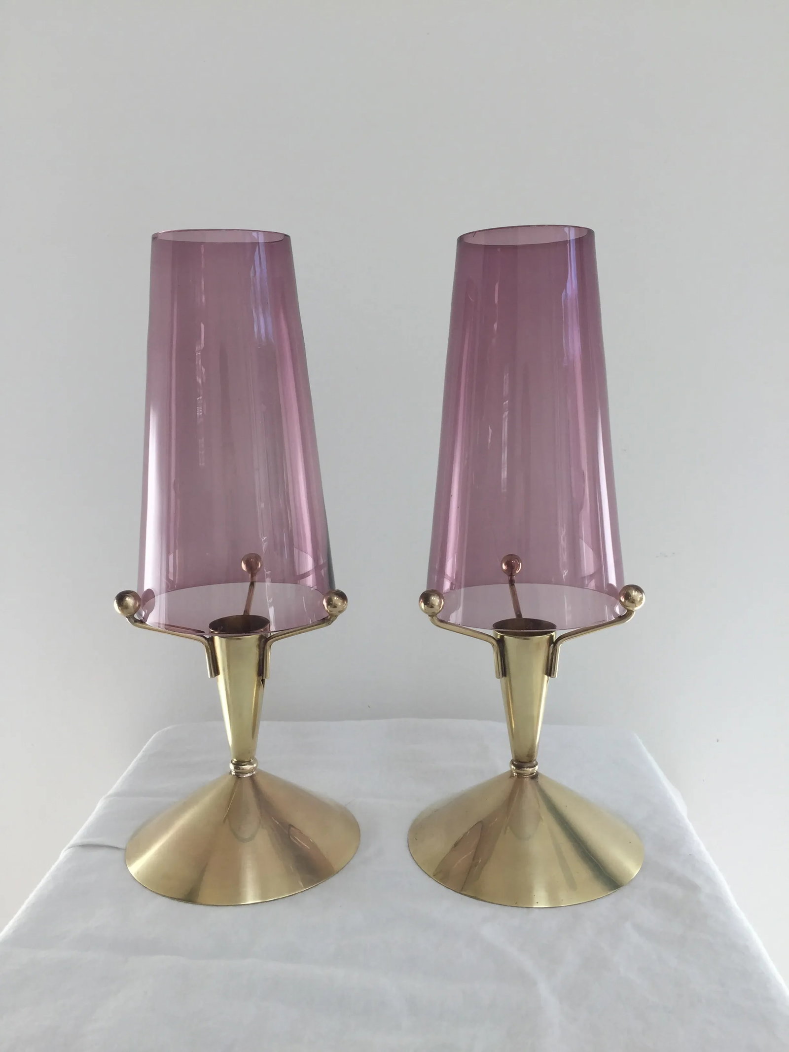 1970s Swedish Modern Glass and Brass Candle Holder - a Pair - 12