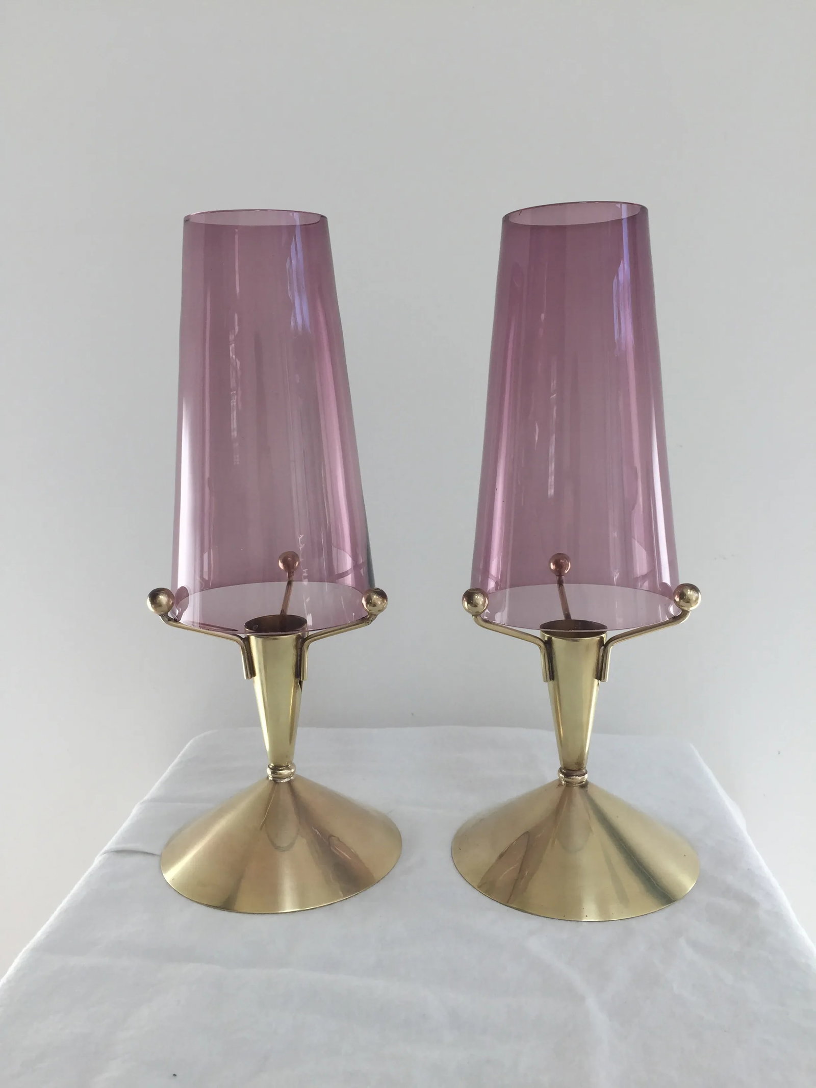 1970s Swedish Modern Glass and Brass Candle Holder - a Pair - 13