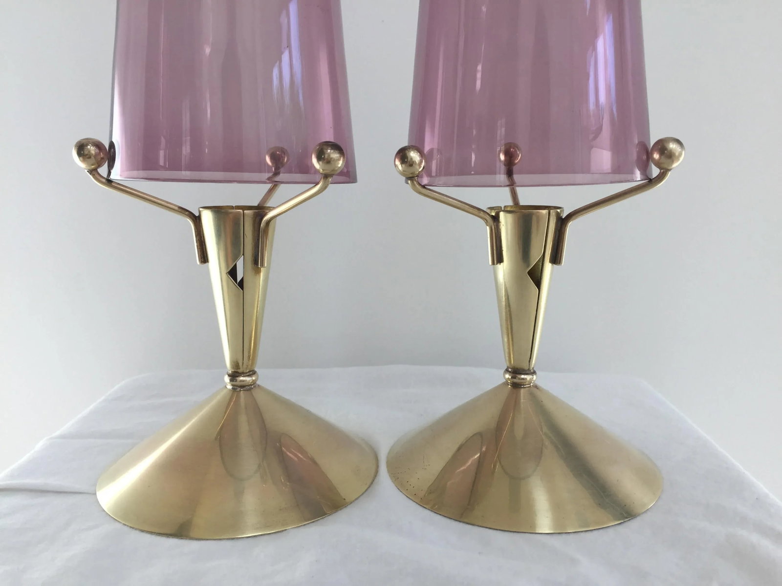 1970s Swedish Modern Glass and Brass Candle Holder - a Pair - 4