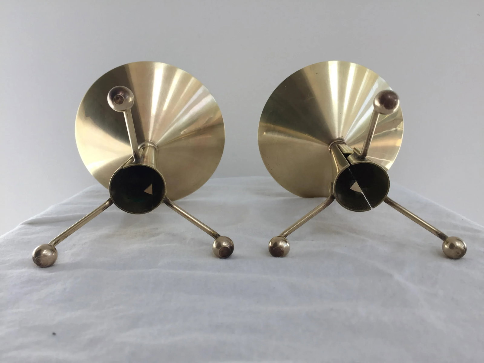1970s Swedish Modern Glass and Brass Candle Holder - a Pair - 6