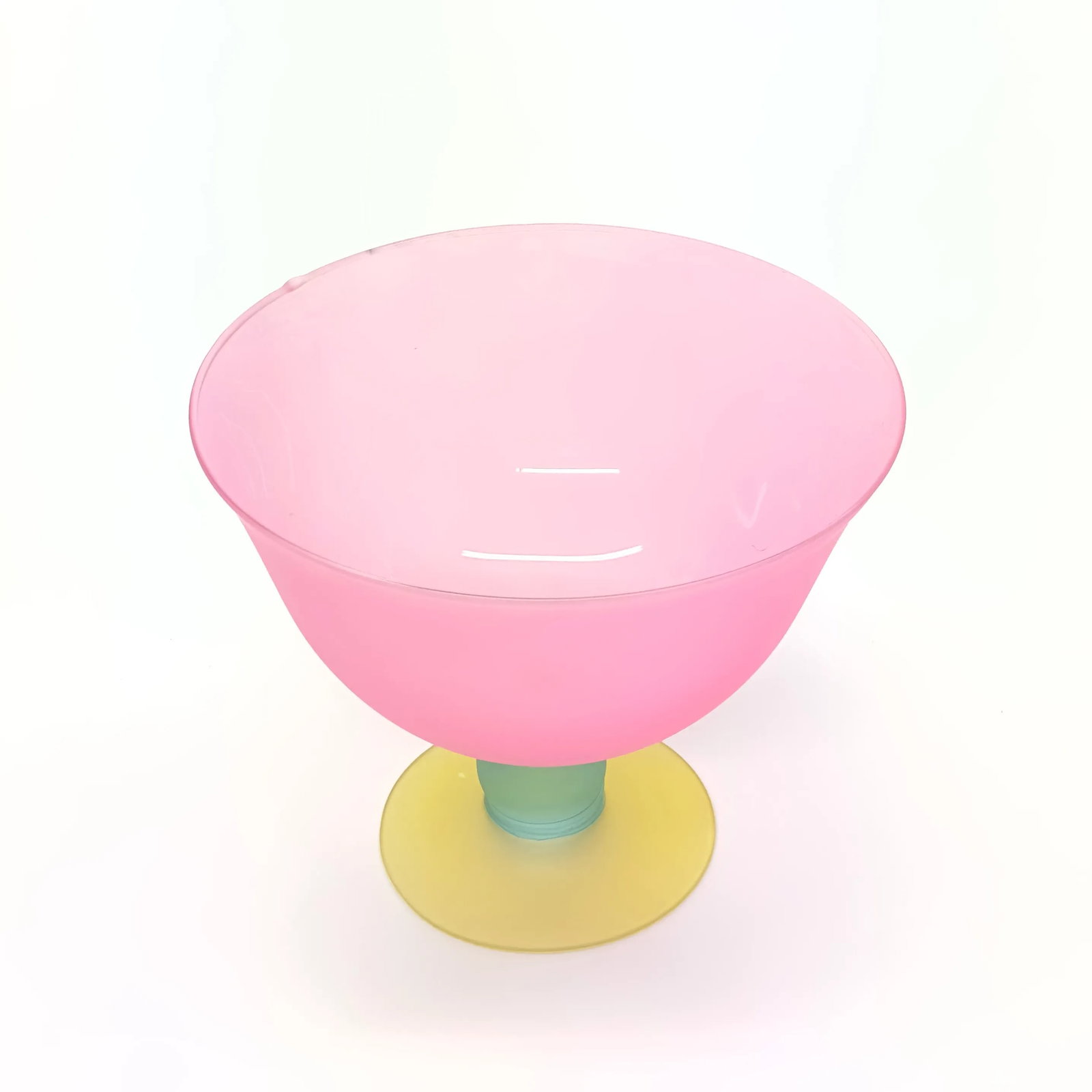 Large 1980s Color Blocked Frosted Glass Serving Bowl - 3