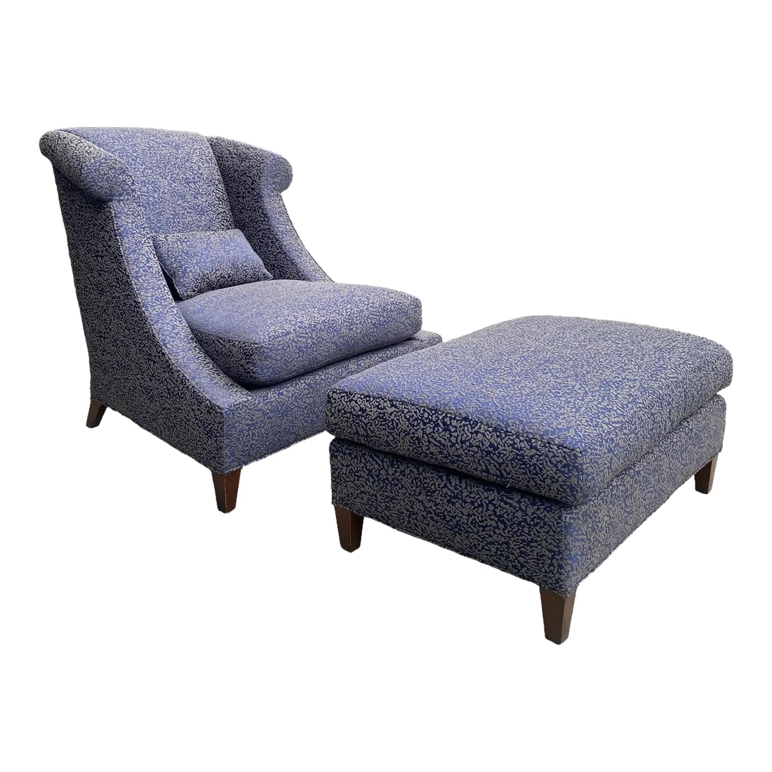 Baker Furniture Thomas Pheasant Villa Club Chair and Ottoman: Baker Furniture's Thomas Pheasant collection club chair and ottoman set combines dramatic presence and supreme functionality. This visually stunning club chair boasts a couture twist on the classic