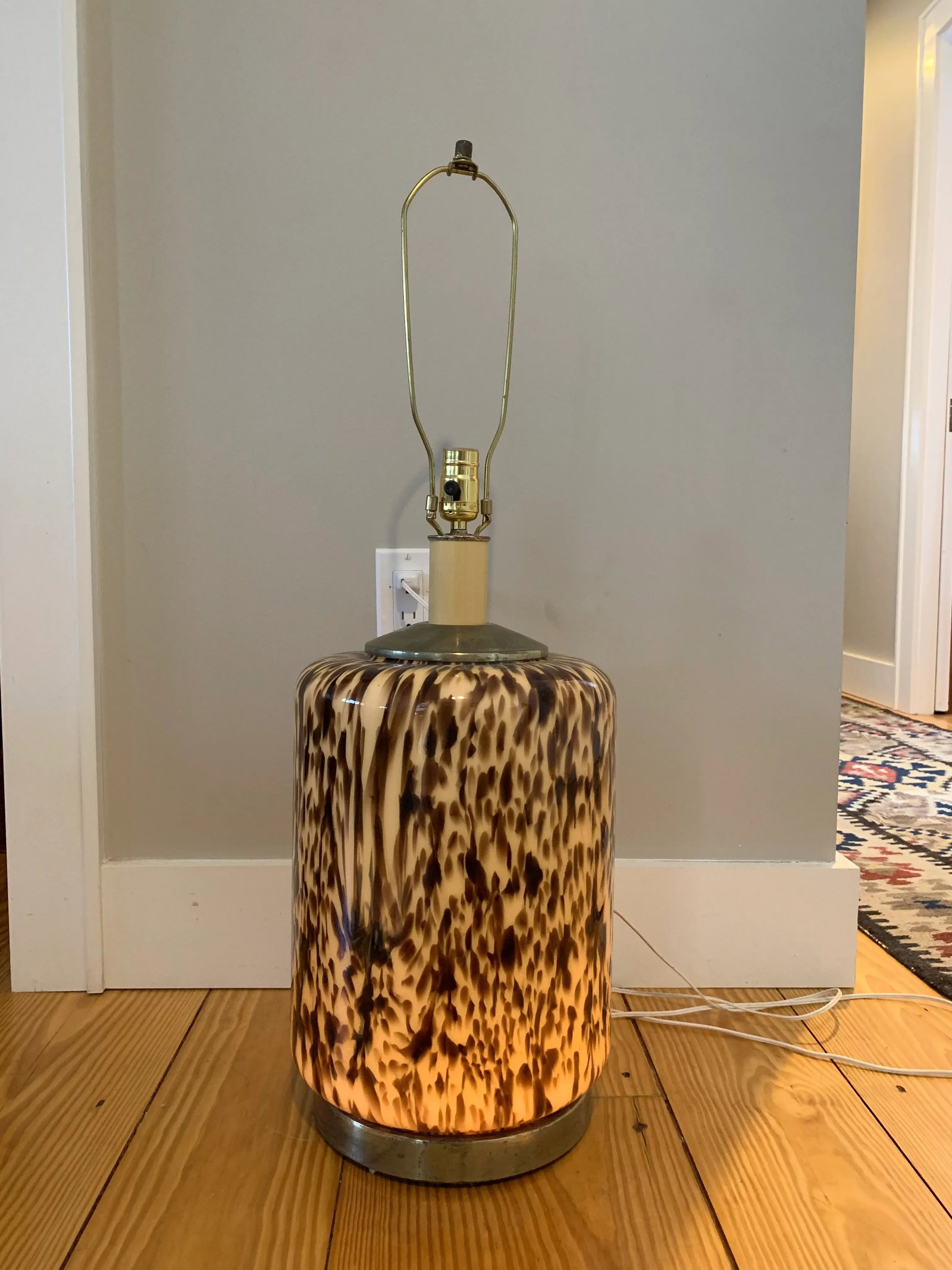 Mid-Century Italian Murano Leopard Pattern Glass Table Lamp - 2