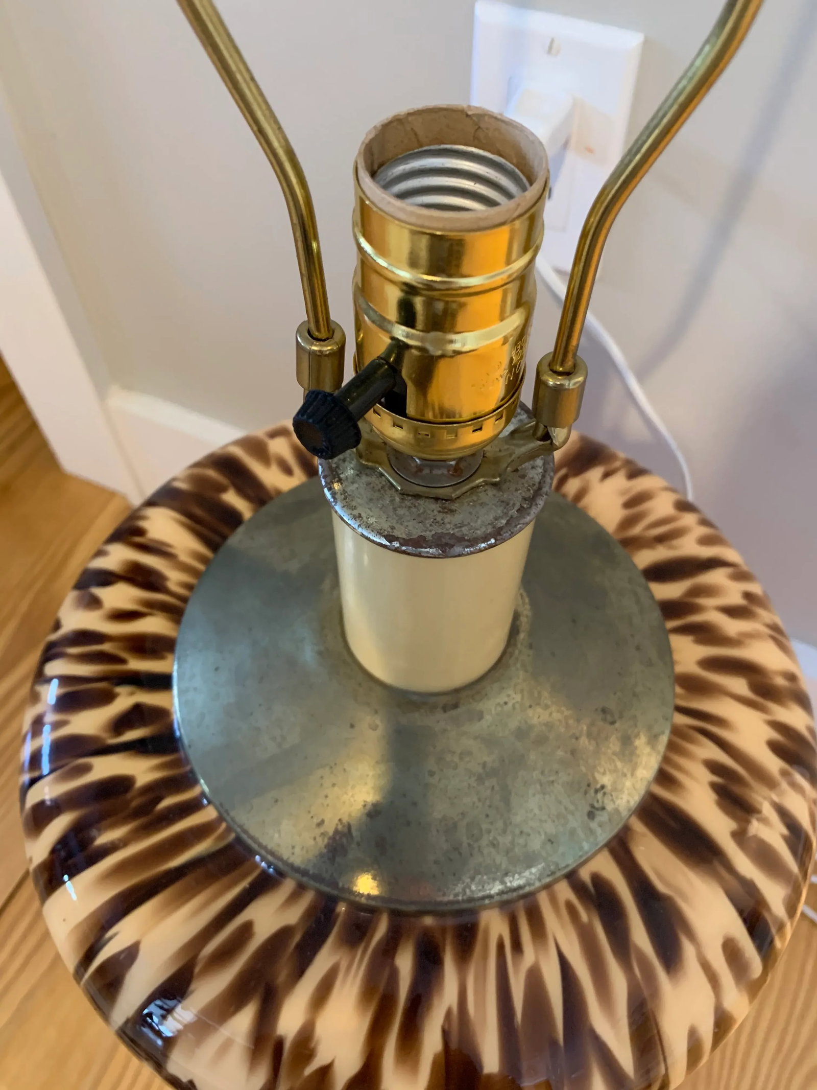 Mid-Century Italian Murano Leopard Pattern Glass Table Lamp - 6
