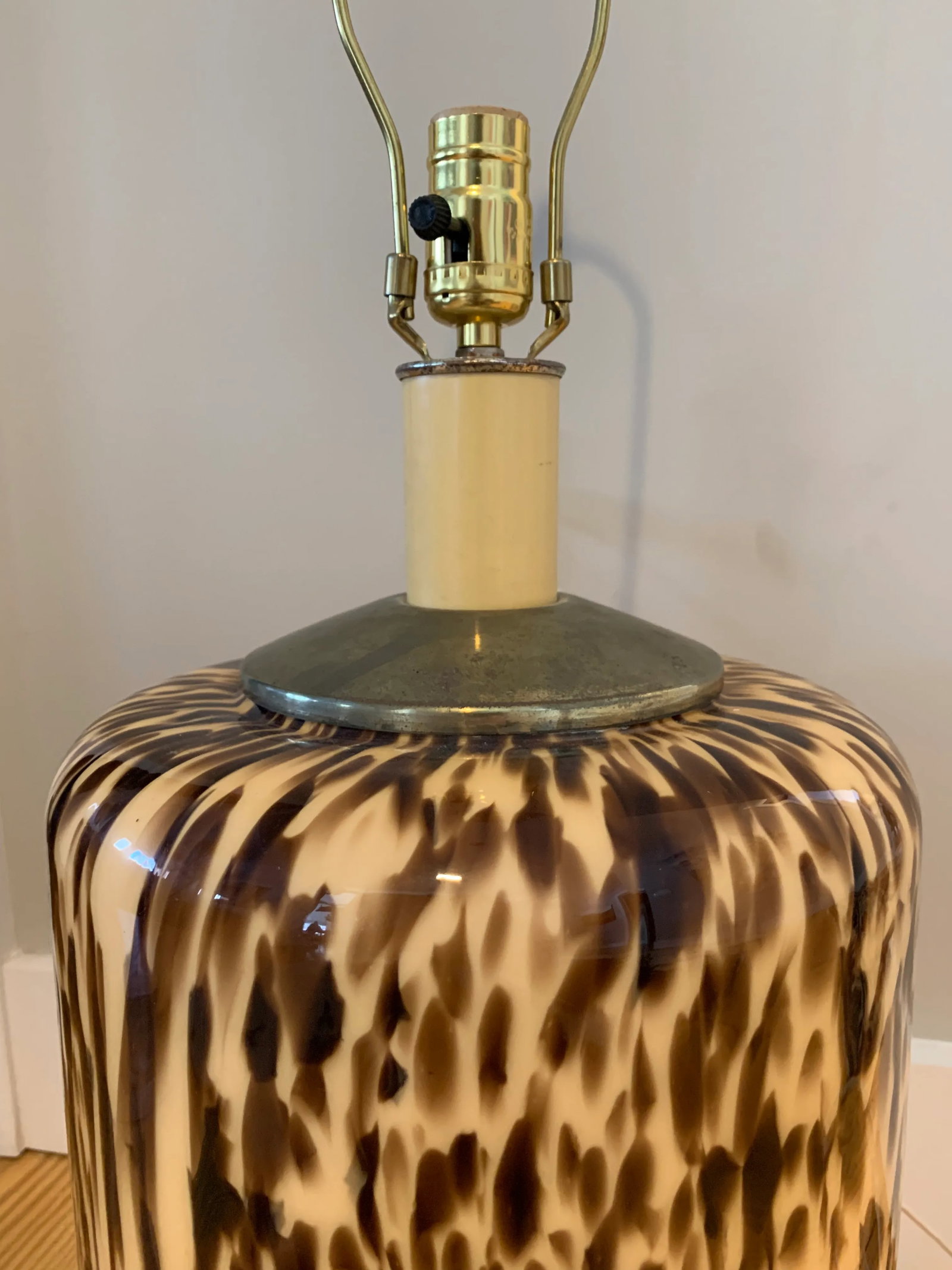 Mid-Century Italian Murano Leopard Pattern Glass Table Lamp - 7