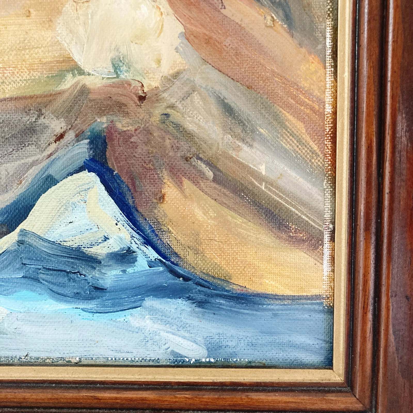1980s Vintage Female Nude Acrylic Portrait, Framed and Signed - 7