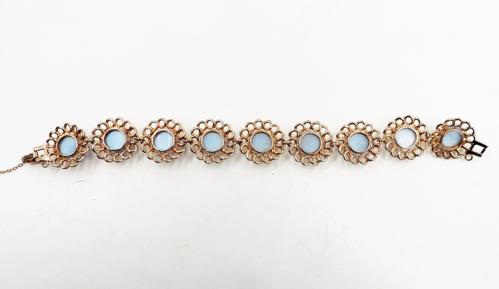 Vintage 1950s Reja Goldtone Faux-Blue Moonstone Bracelet - 2