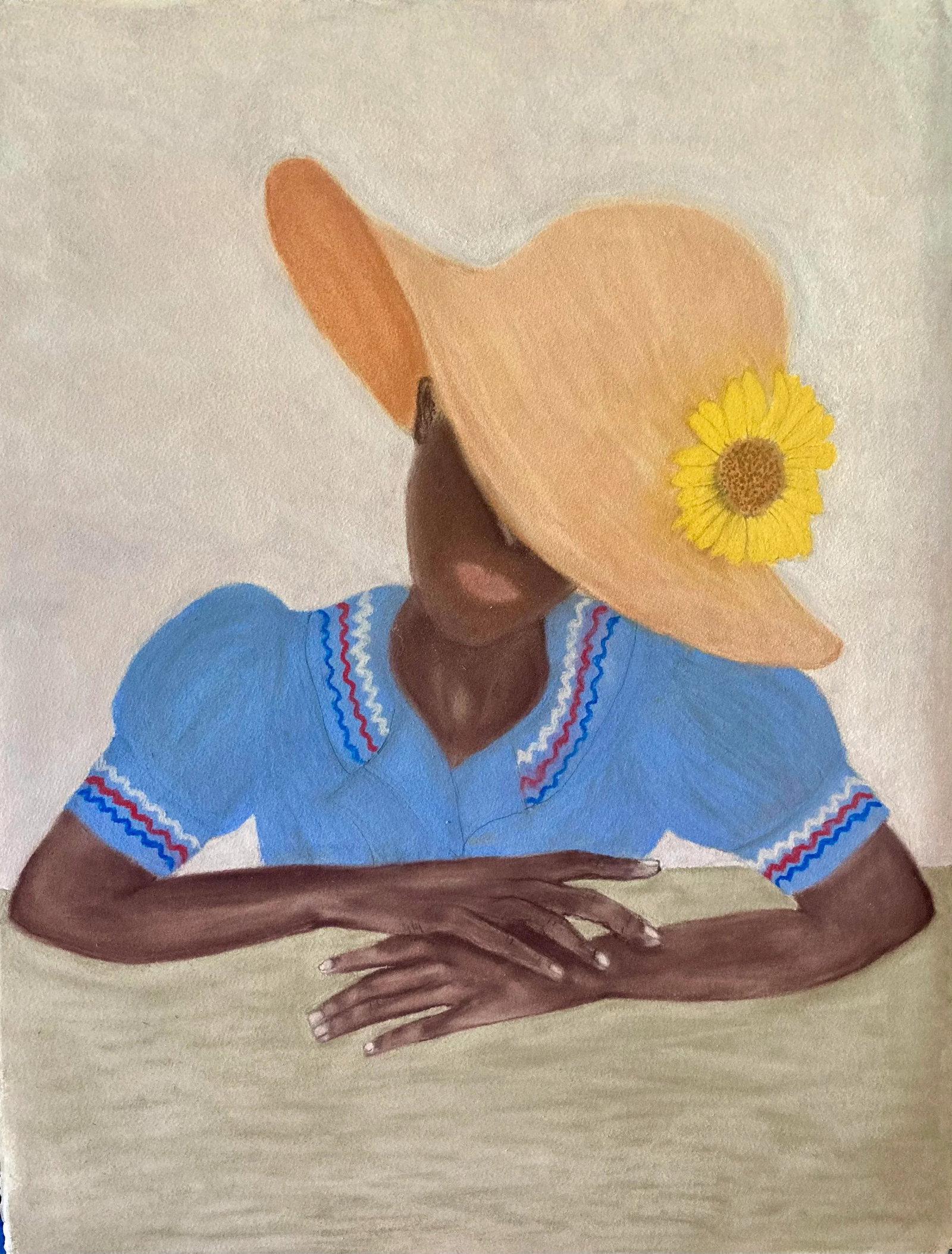 Lady at the Desk Original Folk Art Pastel Portrait Painting: This is a folk art portrait of a lady at a desk. Canson paper and soft pastels were used.Some colored pastel pencils were used for detail. Condition: Imperfections: No Imperfections Condition Notes:
