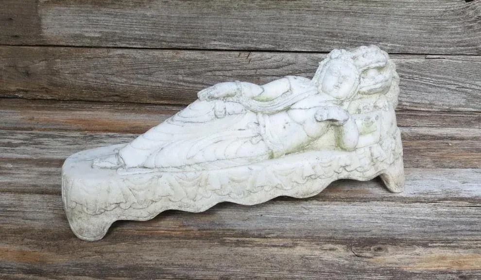 Antique Marble Reclined Kwan Yin Buddha Statue - 13