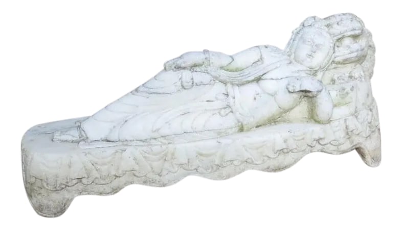 Antique Marble Reclined Kwan Yin Buddha Statue (1 of 13)