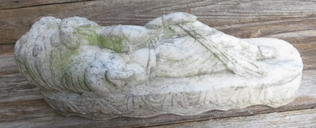 Antique Marble Reclined Kwan Yin Buddha Statue - 8