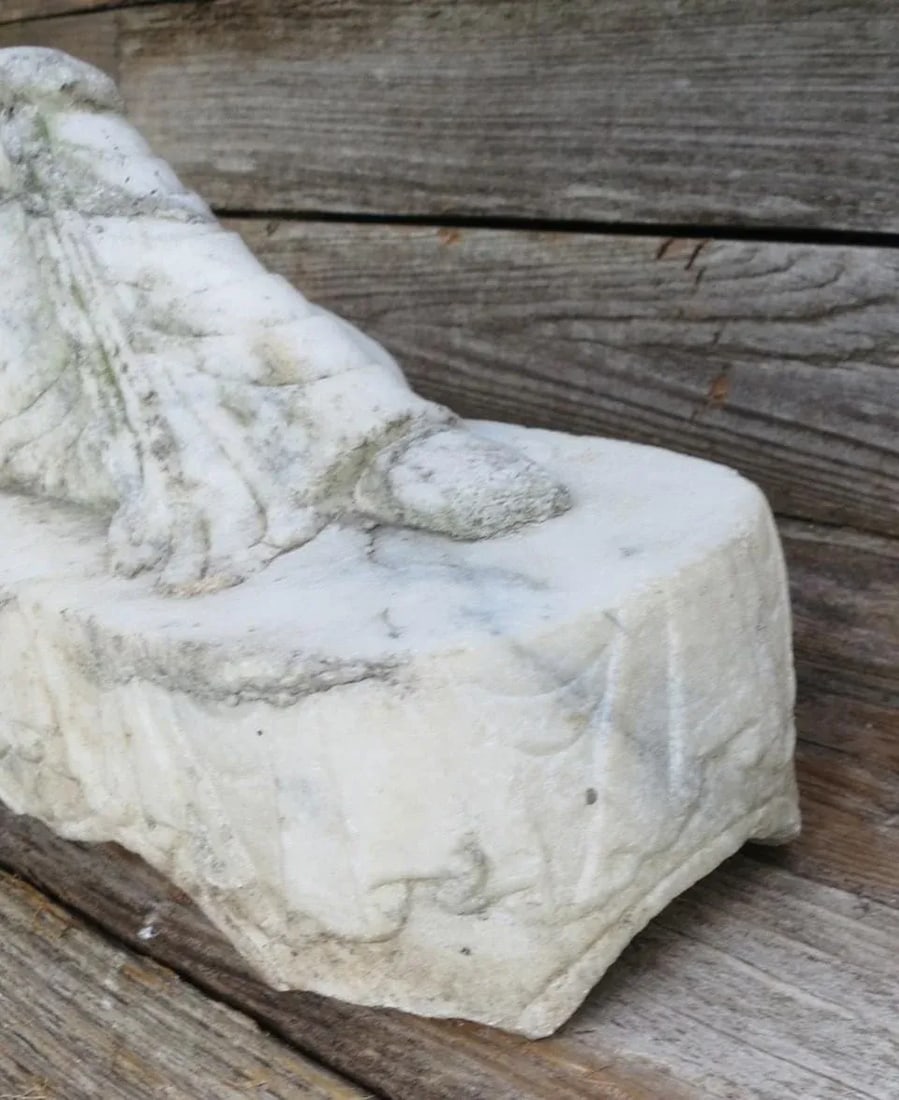 Antique Marble Reclined Kwan Yin Buddha Statue - 9