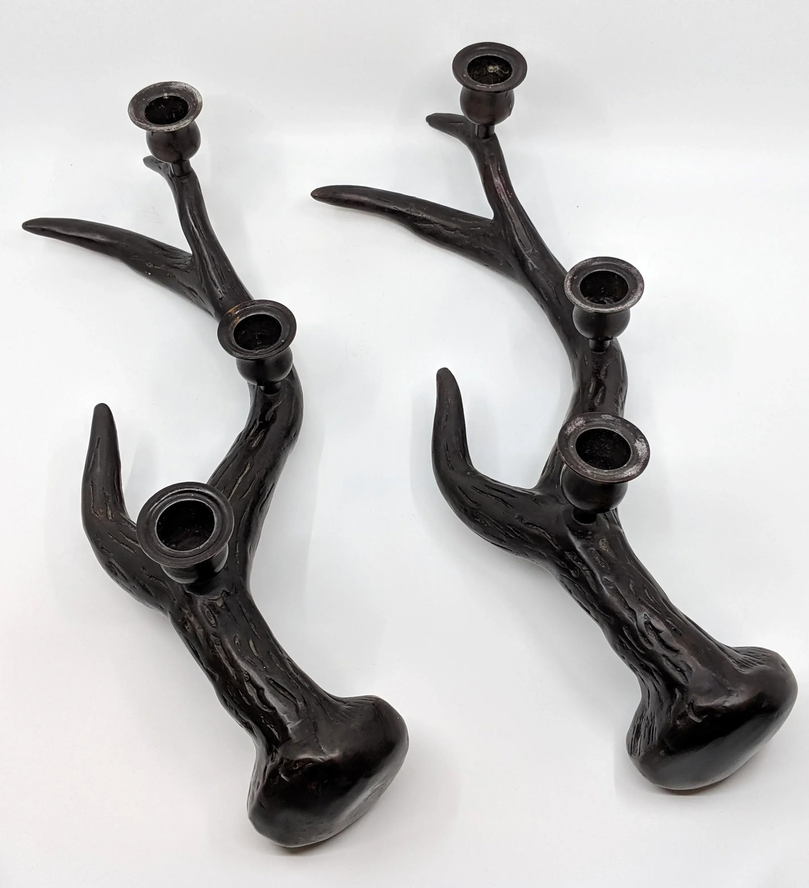 Neiman Marcus Metal Antlers Candle Holders - A Pair - 11