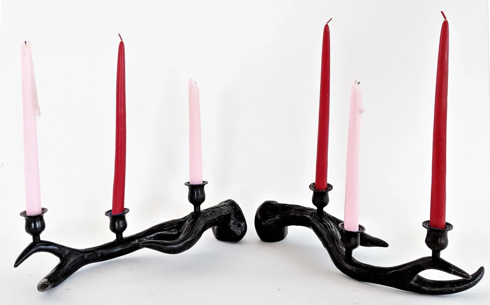 Neiman Marcus Metal Antlers Candle Holders - A Pair - 12
