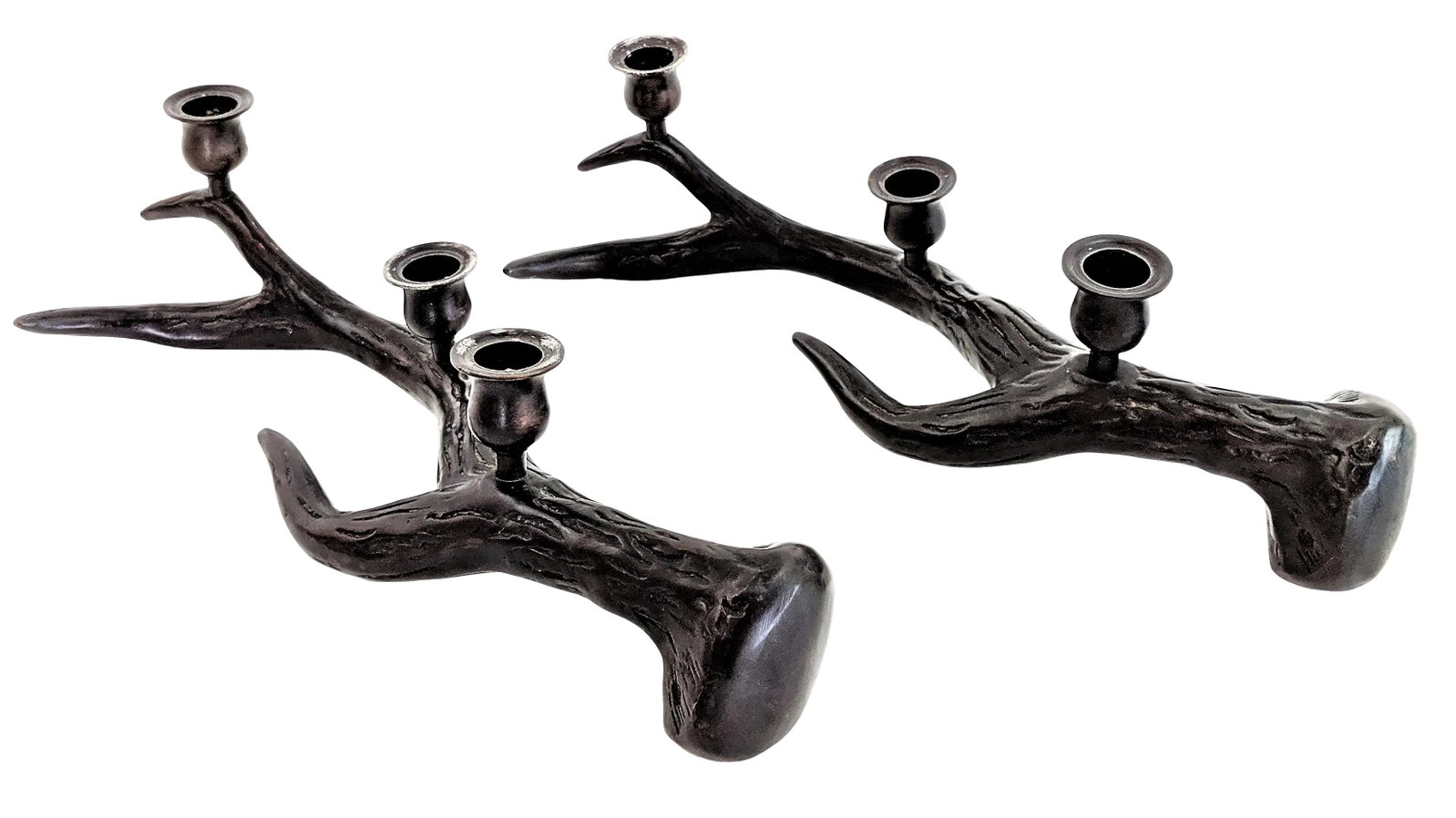 Neiman Marcus Metal Antlers Candle Holders - A Pair