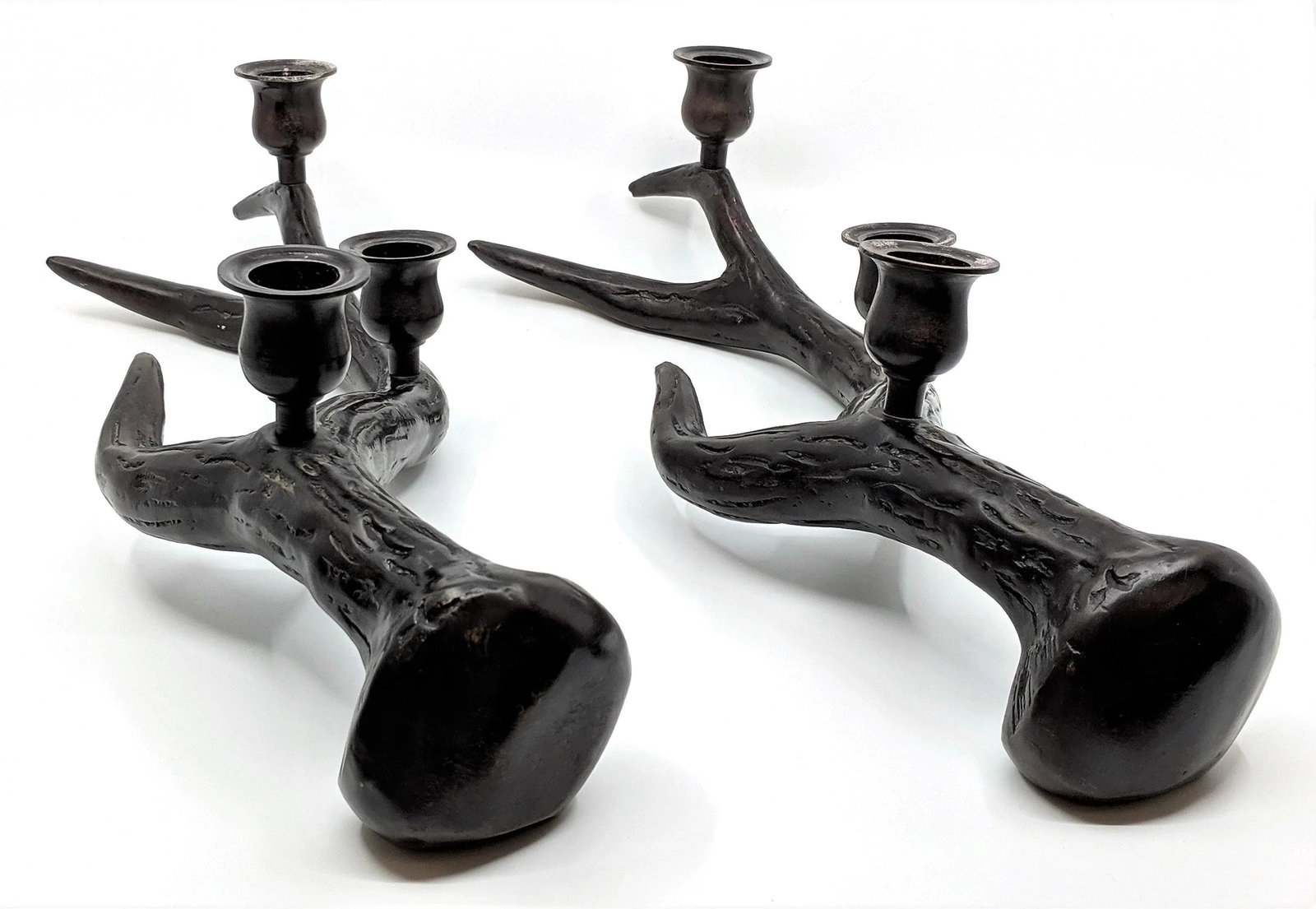 Neiman Marcus Metal Antlers Candle Holders - A Pair - 3