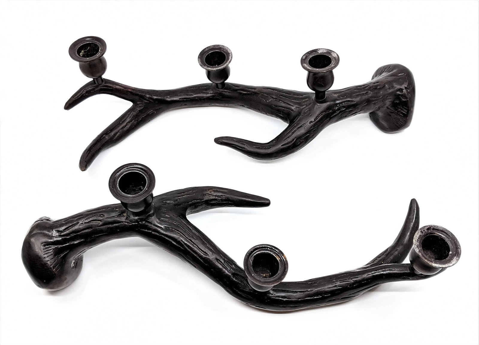 Neiman Marcus Metal Antlers Candle Holders - A Pair - 5