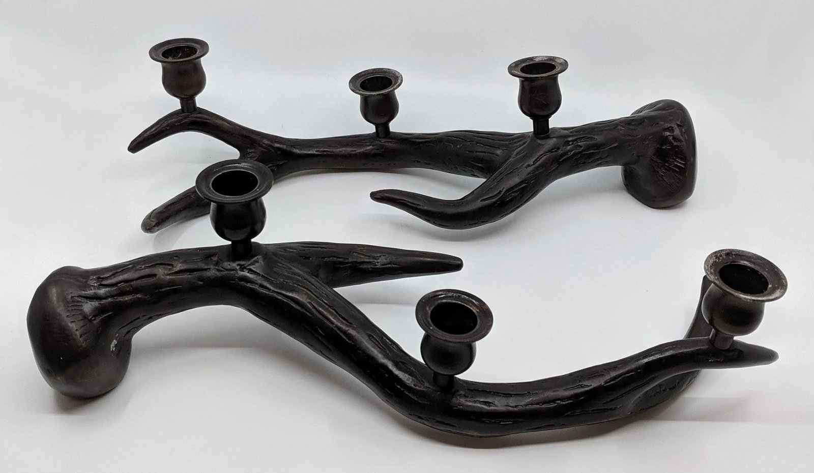 Neiman Marcus Metal Antlers Candle Holders - A Pair - 7