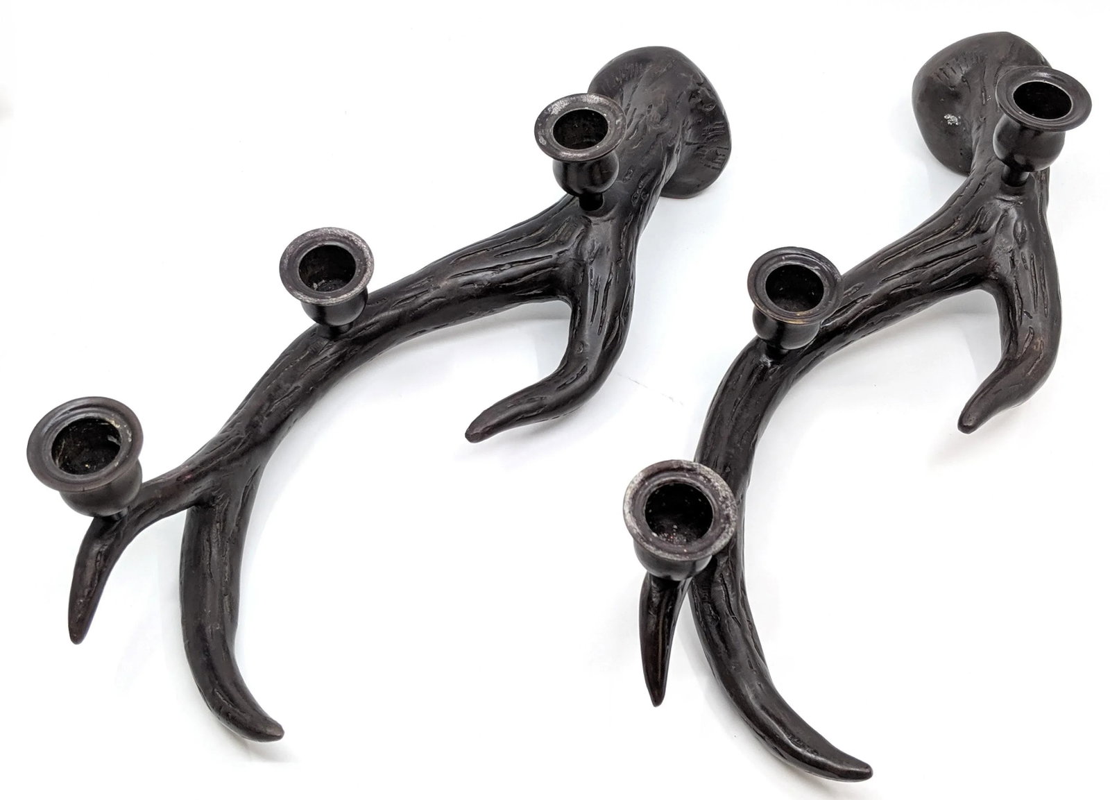 Neiman Marcus Metal Antlers Candle Holders - A Pair - 9