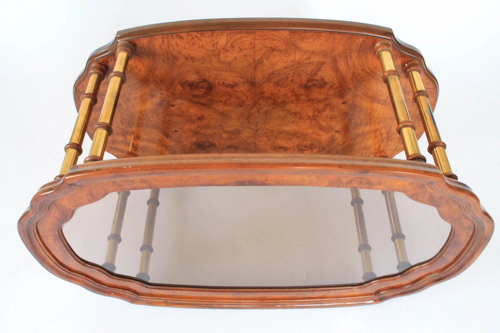 Mid-Century Burlwood and Brass Coffee Table by Drexel Heritage - 11