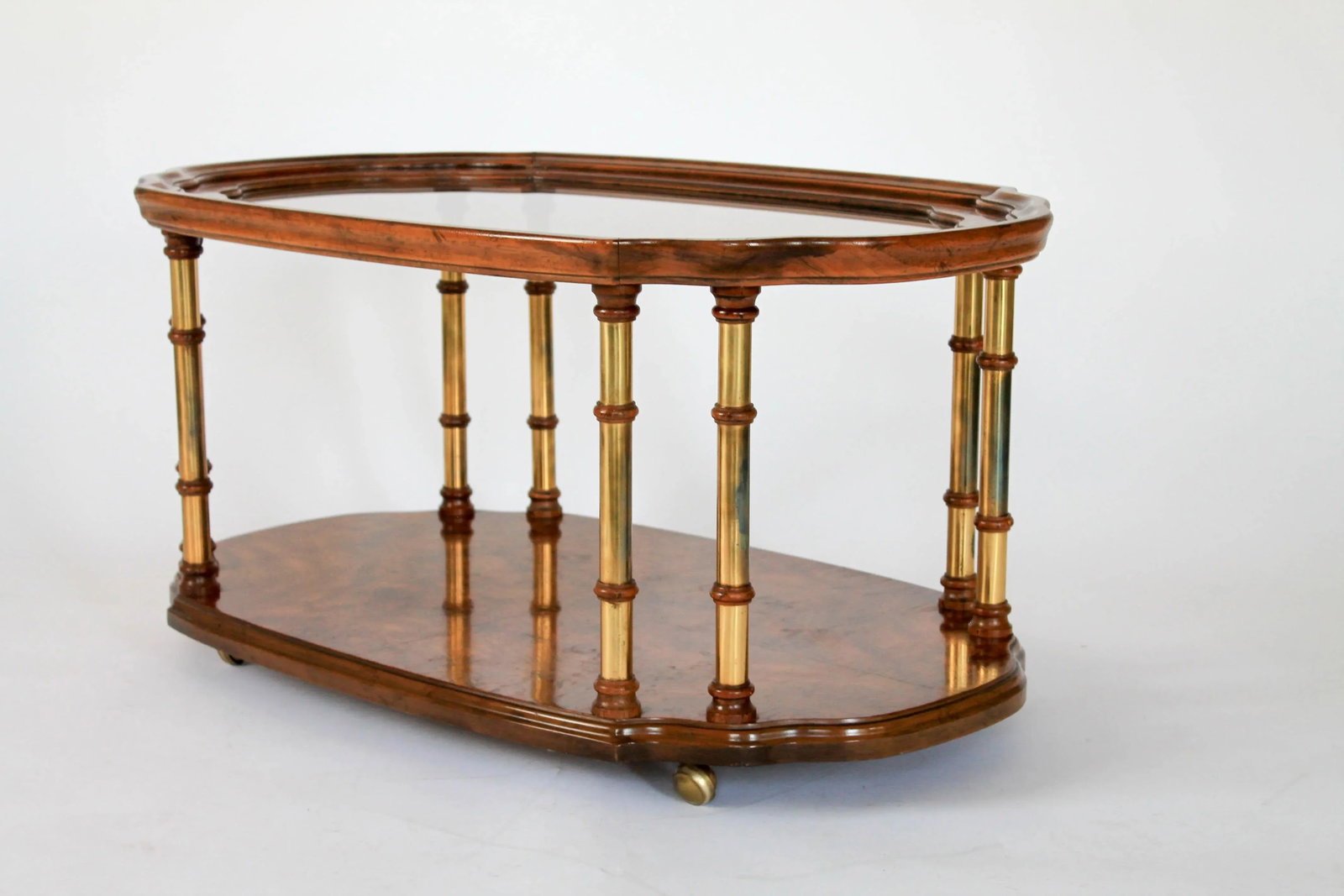 Mid-Century Burlwood and Brass Coffee Table by Drexel Heritage - 3