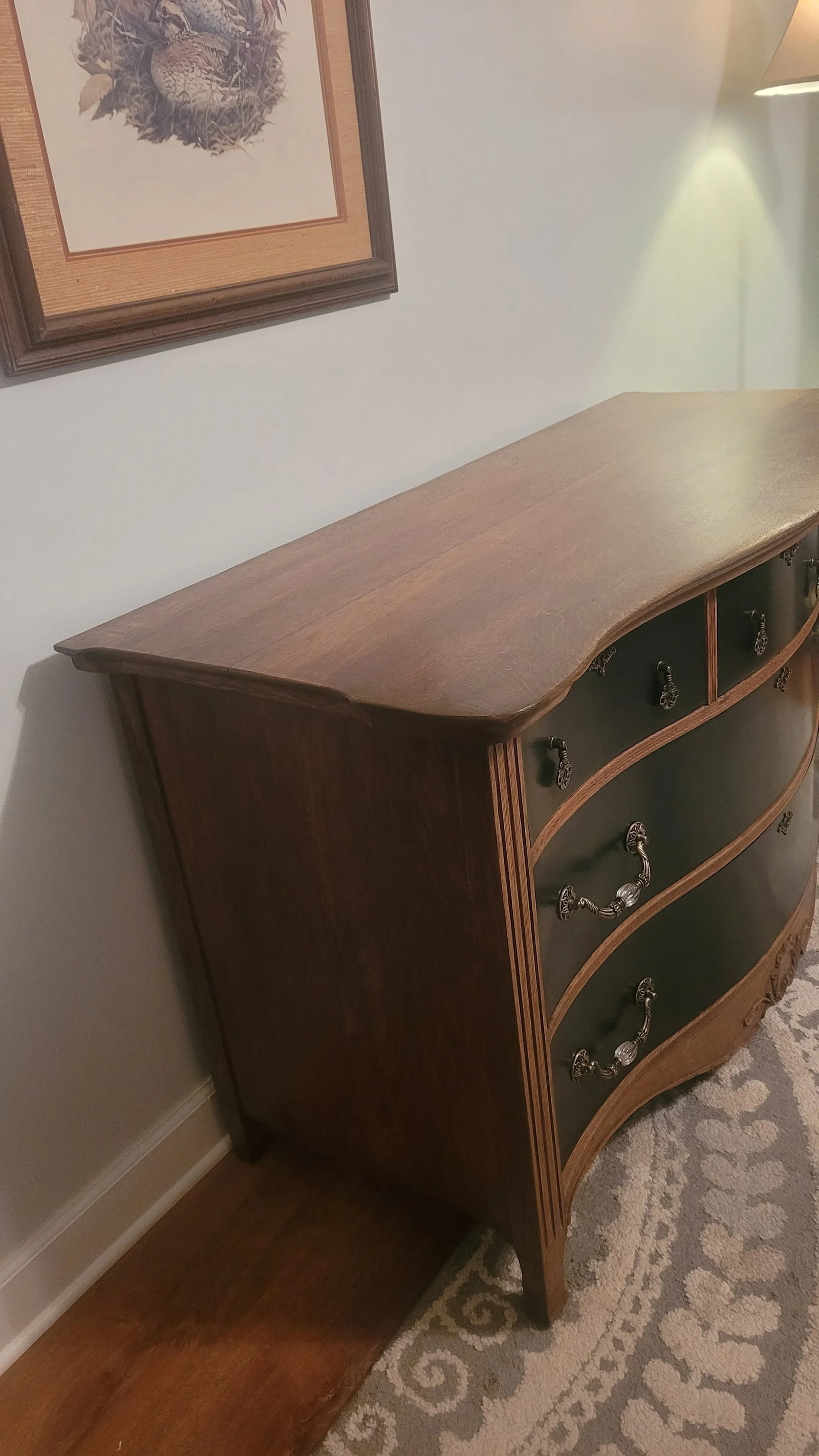 Mid 19th Century Oversized Tiger Oak Serpentine Front Dresser - 4