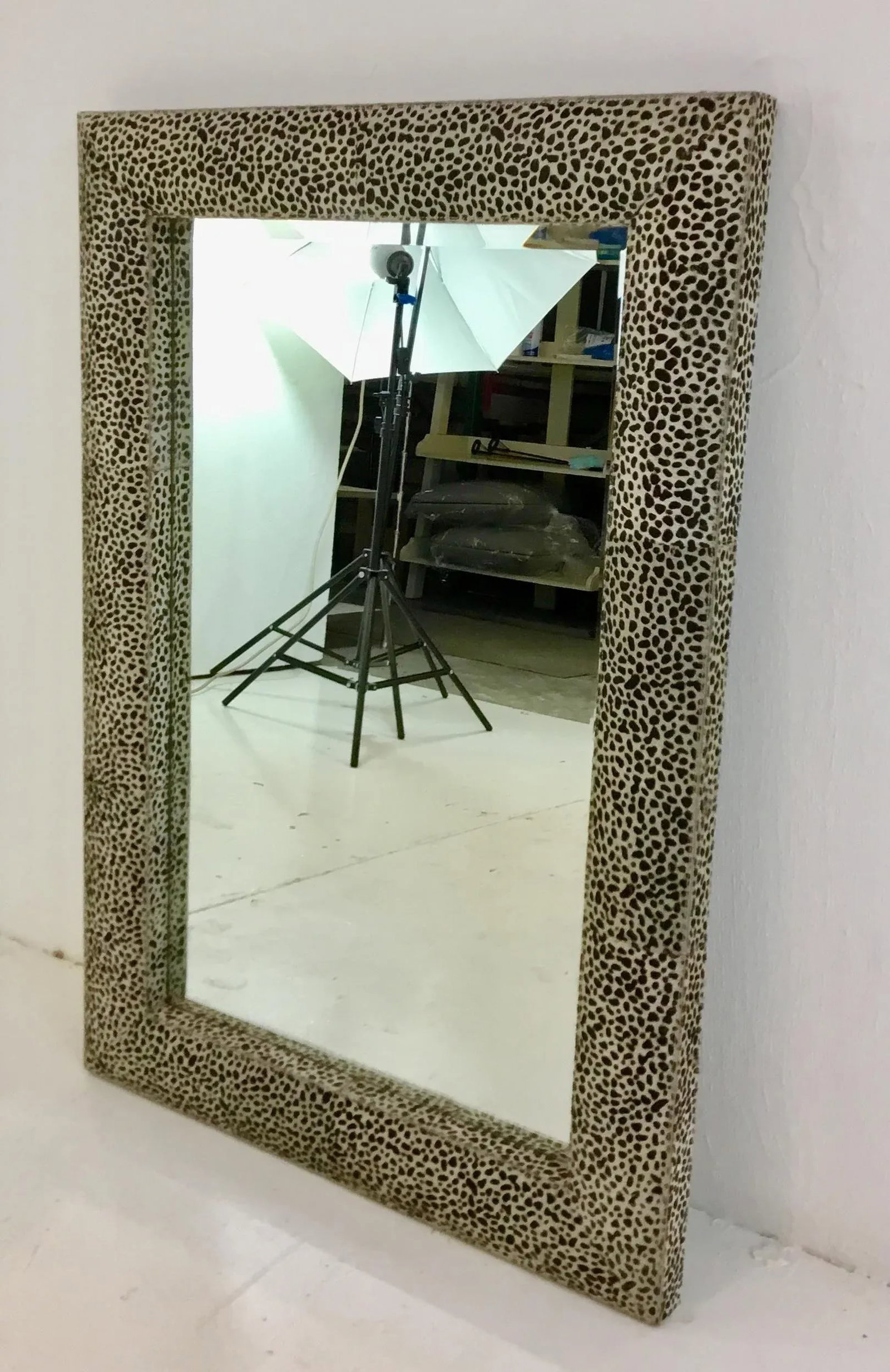 Made Goods Modern Cheetah Print Upholstered Schae Wall Mirror - 4