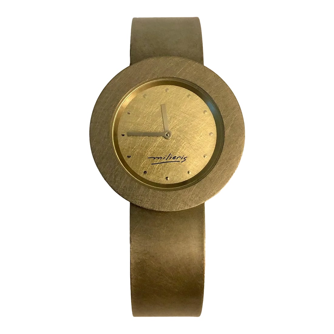 Eduardo Milieris Brushed Metal Two Tone Watch: This authentic Eduardo Milieris Sleek Brushed Metal Two Tone Watch is not only a watch - it's a work of art. The silver and gold minimalist design looks amazing when paired with most jewelry and