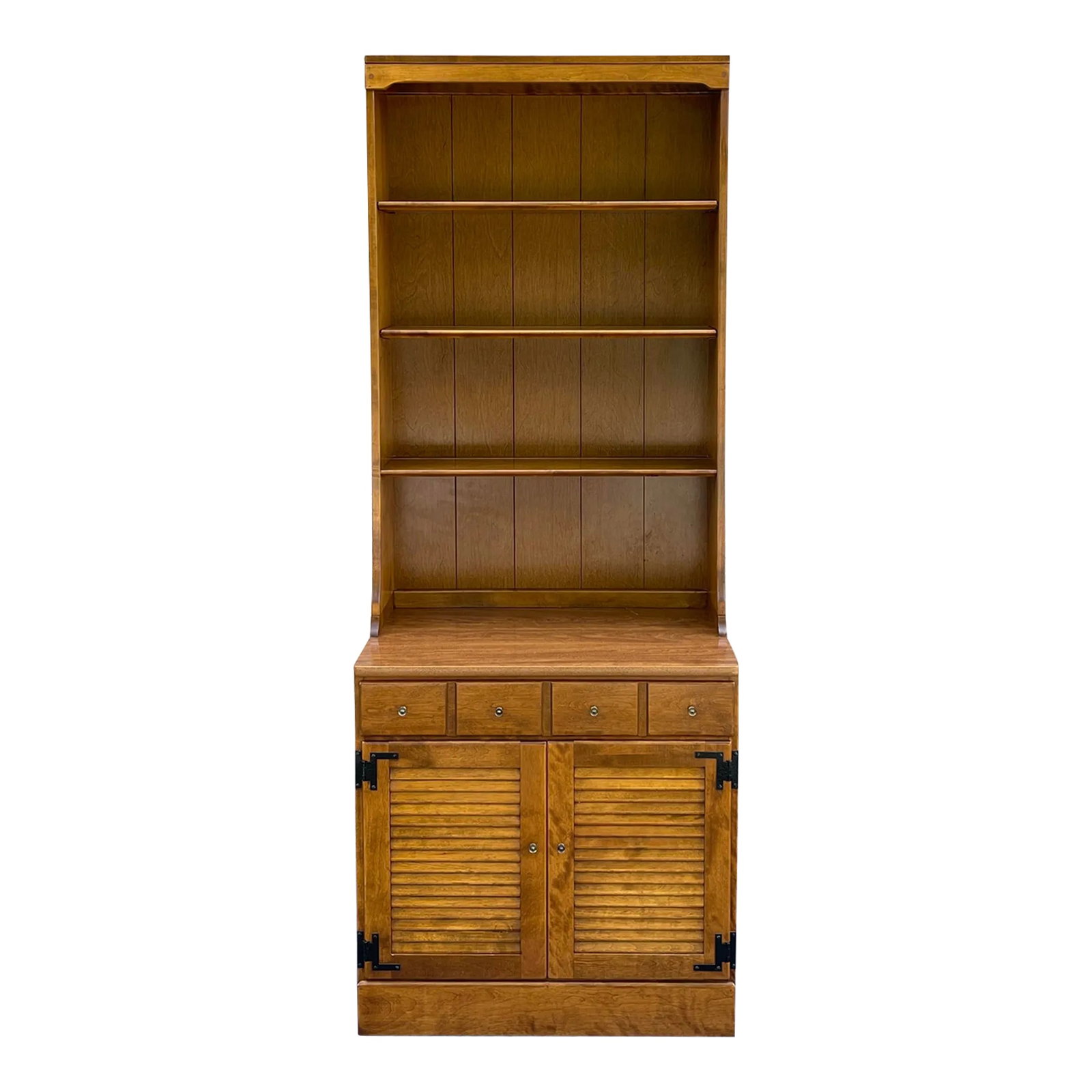 1970s Ethan Allen Heirloom Nutmeg Maple Custom Room Plan 2 Piece Shutter Door Bookcase Unit (10-4511 (1 of 12)