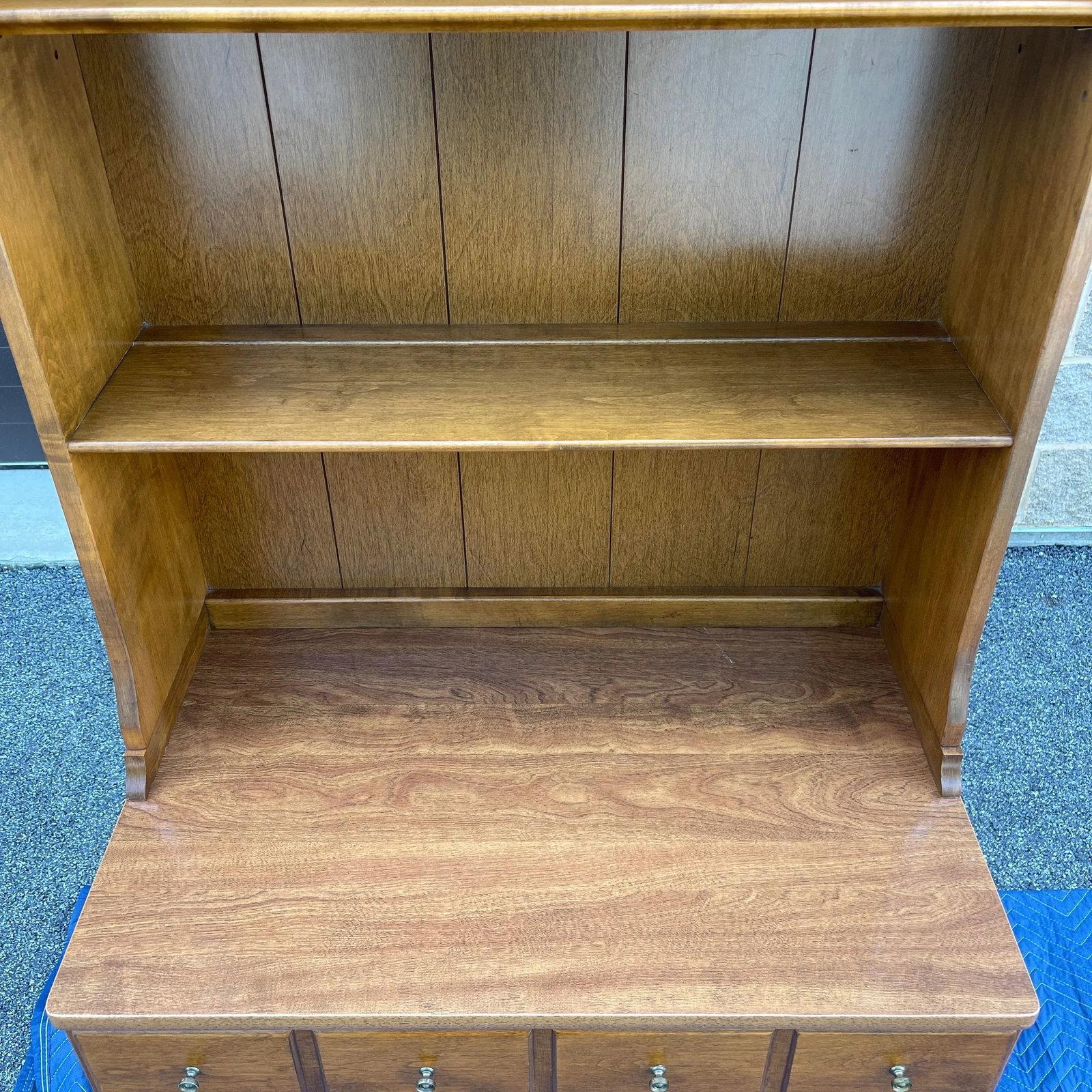 1970s Ethan Allen Heirloom Nutmeg Maple Custom Room Plan 2 Piece Shutter Door Bookcase Unit (10-4511 - 7