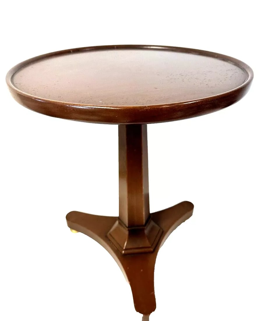 1970s Vintage Kittinger Furniture Round Wood Pedestal Table Pattern T252 - 2