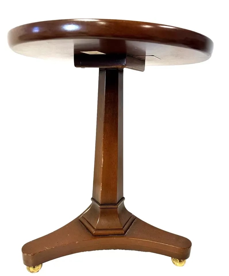 1970s Vintage Kittinger Furniture Round Wood Pedestal Table Pattern T252 - 3