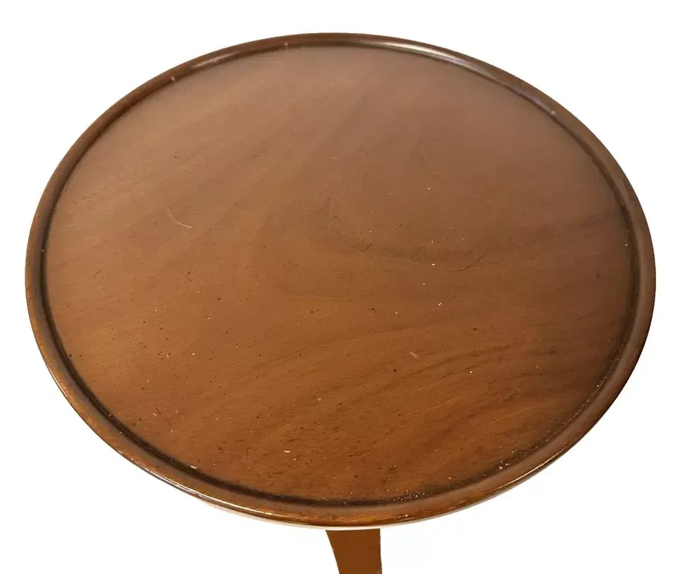 1970s Vintage Kittinger Furniture Round Wood Pedestal Table Pattern T252 - 4